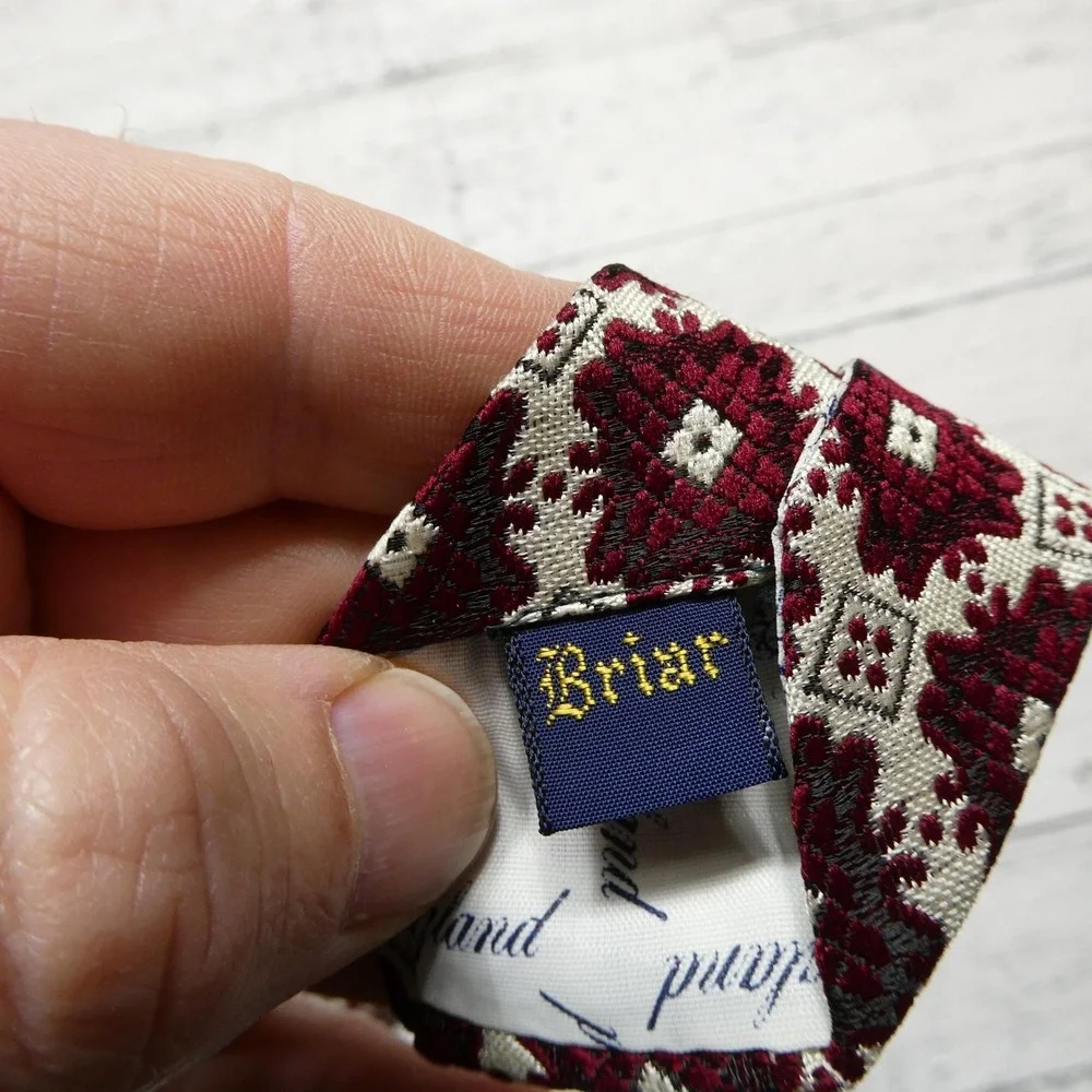 Briar Tie Mens One Size Red Geometric Jacquard‎ Classic Dress Necktie Business